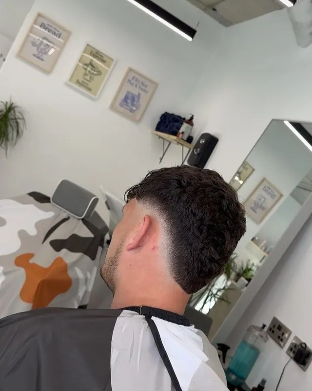 A textured crop with a fade, from behind